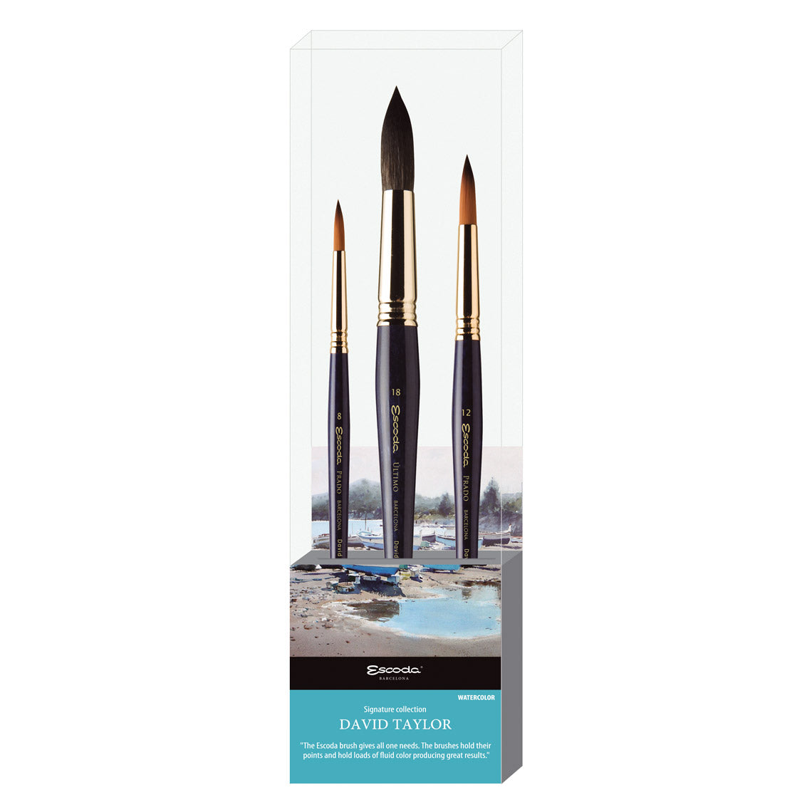 Set de 3 pinceles Escoda acuarela David Taylor