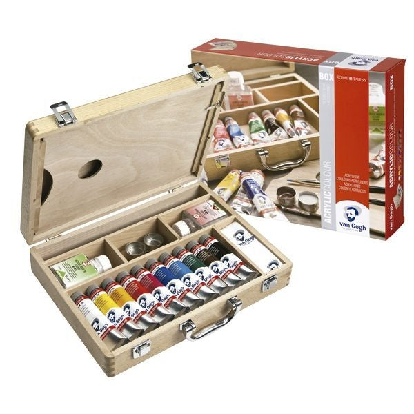 Maletín de Madera de pinturas acrílicas 10 tubos de 40 ml Van Gogh