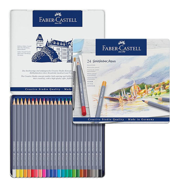 Lápices acuarelables caja blanca metal goldfaber Faber-Castell