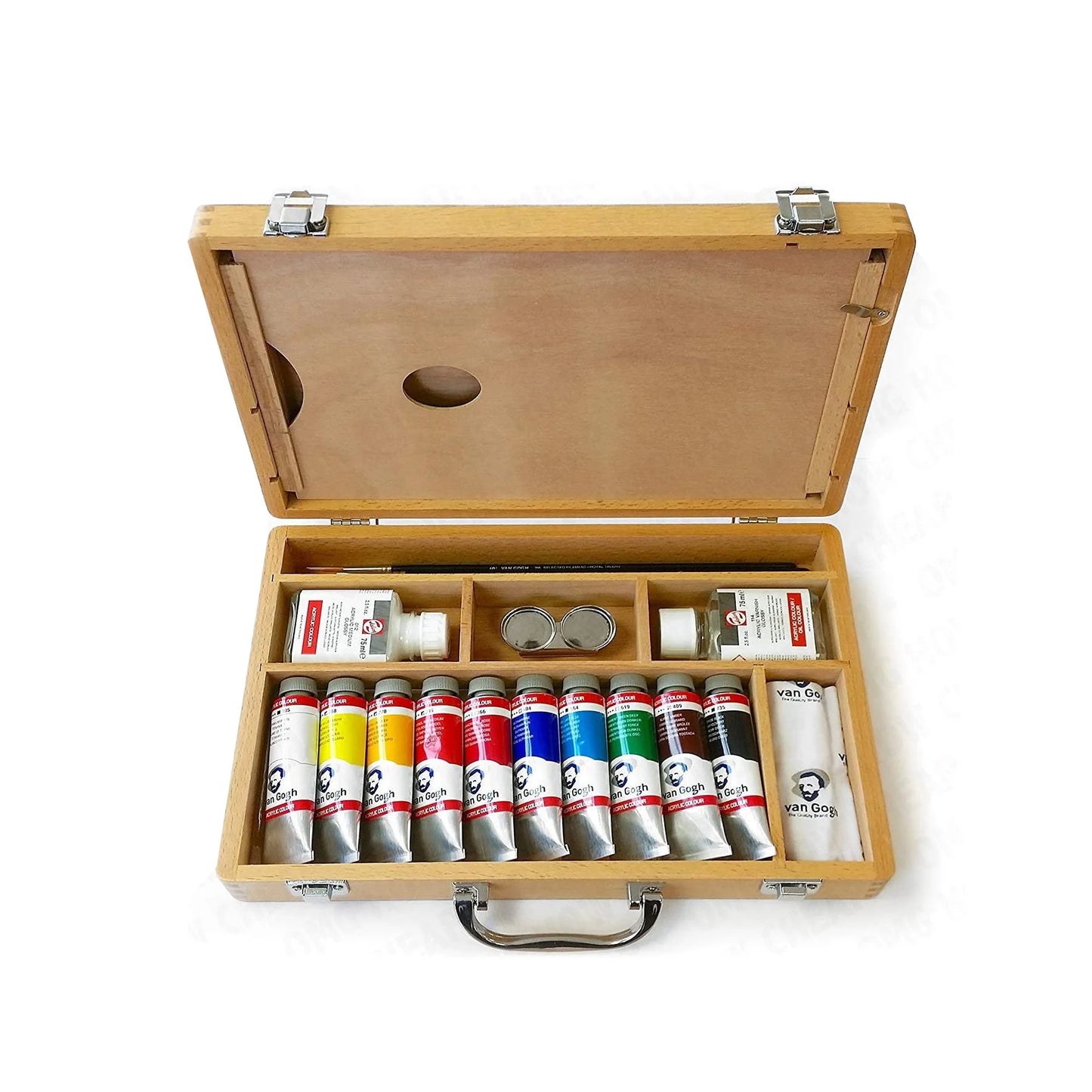 Maletín de Madera de pinturas acrílicas 10 tubos de 40 ml Van Gogh