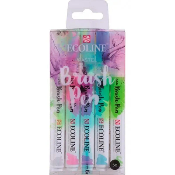 Rotulador ecoline brushpen set 5 colores pastel