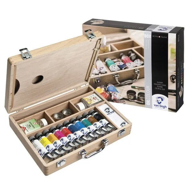 Maletín de óleos Van Gogh en  caja de madera con 10 colores tubos 40 ml